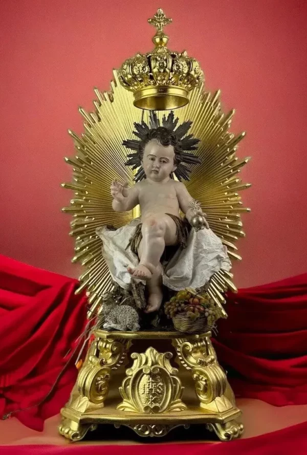Bambino Gesù 32cm Tempietto Corona