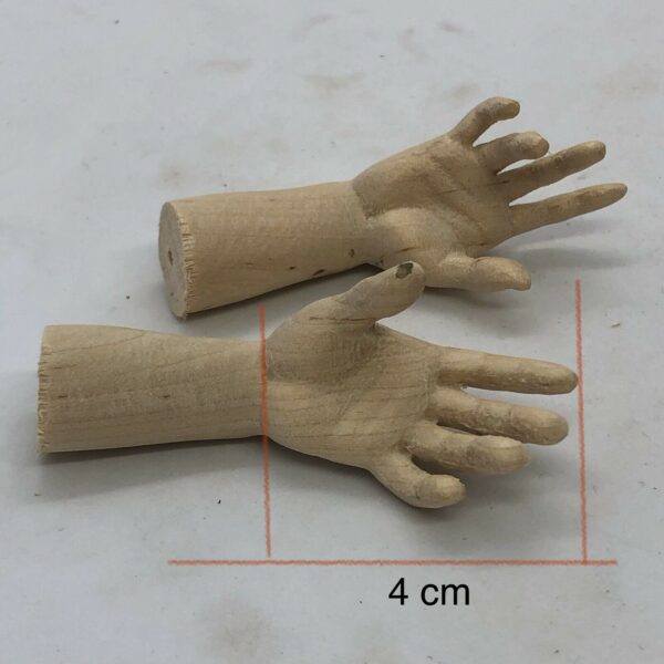 Mani legno uomo 4 cm palmo dita - immagine 2