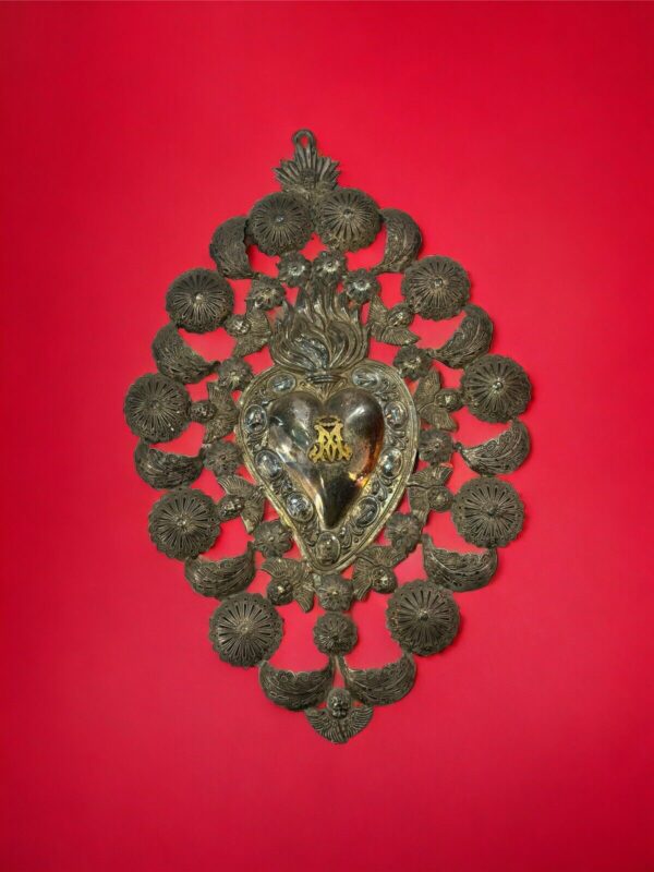 Ex Voto Cuore Sacro 40 Cm Cesellato
