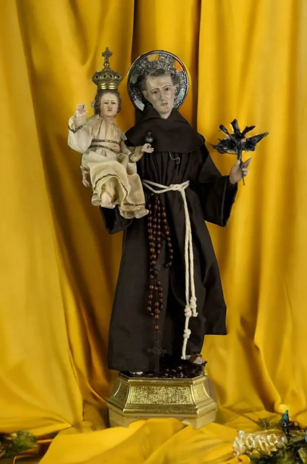 San Antonio Di Padova Francescano 60cm Santo vestito Statua Sacra Vestita
