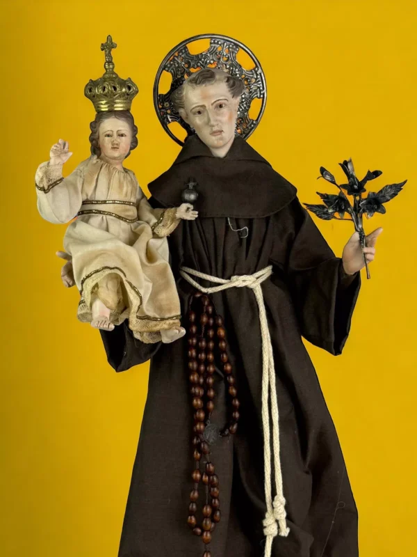 San Antonio Di Padova Francescano 60cm Santo vestito Statua Sacra Vestita - immagine 3