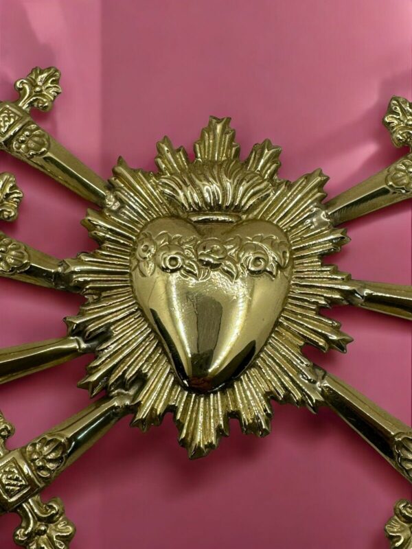 Cuore con sette spade 12x18 color oro ottone - immagine 4
