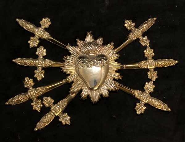 Cuore con sette spade 12x18 color oro ottone - immagine 2