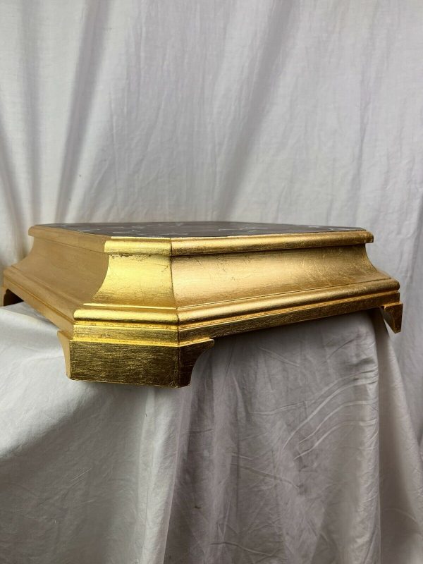 Base legno indorata foglia oro scolpita a mano per santi 35x35cm - immagine 5