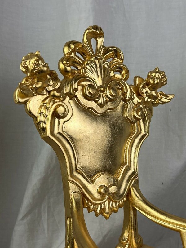 Trono sedia Processionale Legno Foglia Oro porporina Santo Intaglio 13x10x38cm - immagine 3