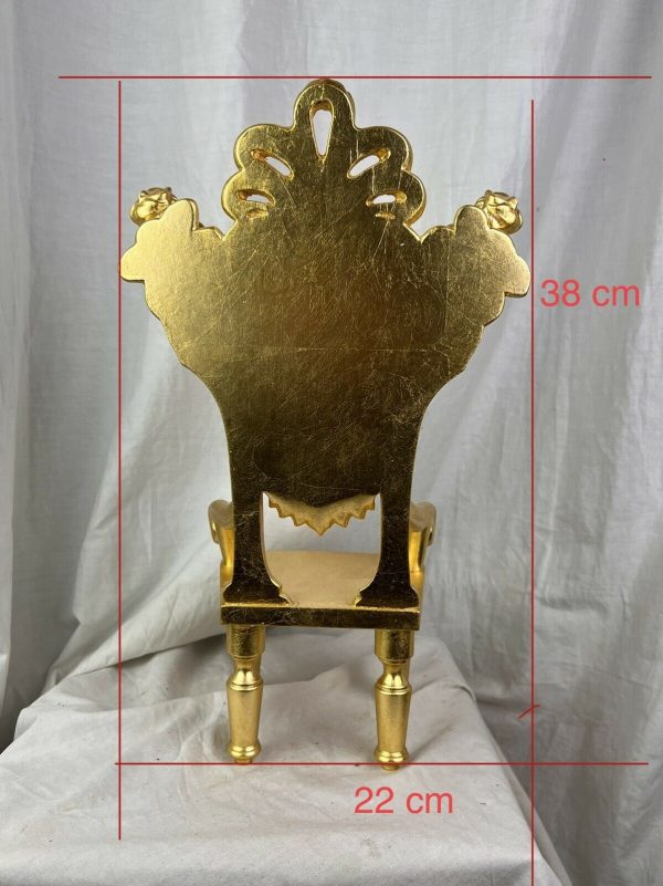 Trono sedia Processionale Legno Foglia Oro porporina Santo Intaglio 13x10x38cm - immagine 2