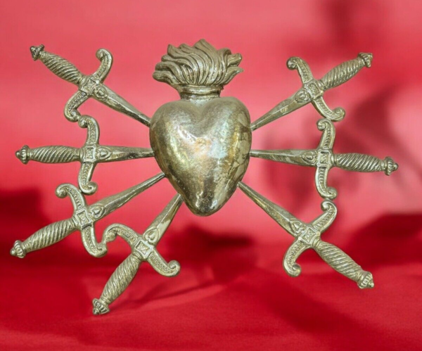 Cuore liscio sette dolori Spadni per statua Addolorata 31x23