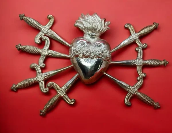 Cuore sette dolori Spadni per statua Addolorata 31x23 cm