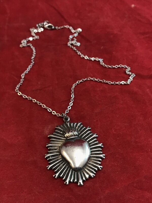 4,2x4,5cm sacro cuore collana pendolo Vintage ex voto - immagine 2