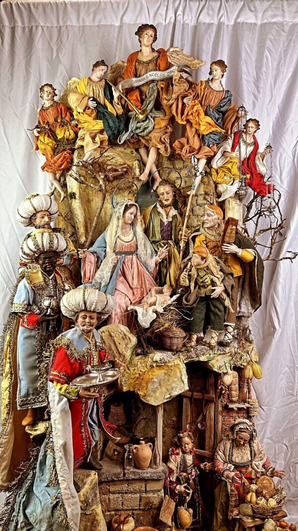 Presepe Napoletano completo scena arte presepiale osteria 50x37x120cm