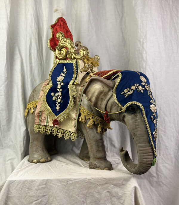 Elefante animale da presepe Napoletano corteo orientali legno 35x50 Cm