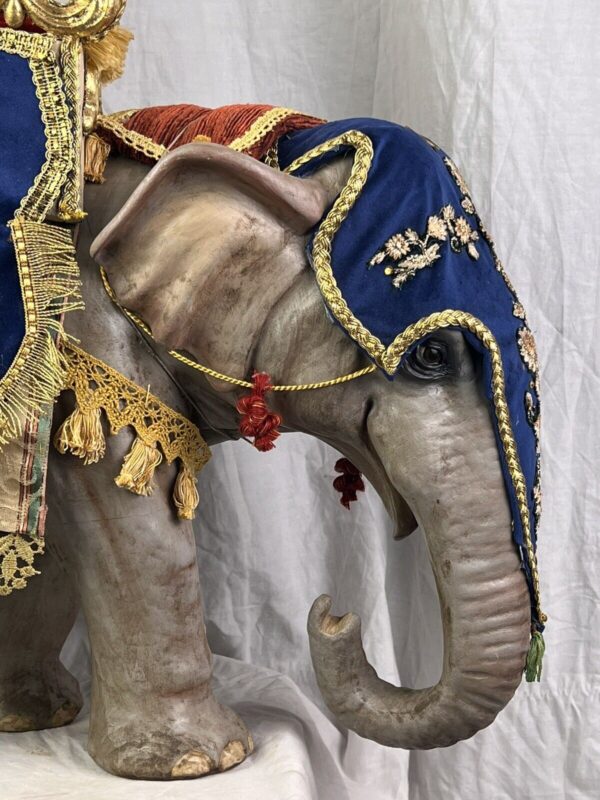 Elefante animale da presepe Napoletano corteo orientali legno 35x50 Cm - immagine 5