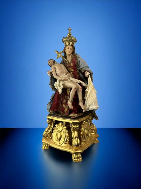 Pietà Madonna Addolorata Cristo Morto 23x23x56 Cm ihs piĕtas -atis