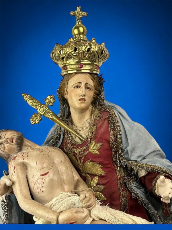 Pietà Madonna Addolorata Cristo Morto 23x23x56 Cm ihs piĕtas -atis - immagine 3