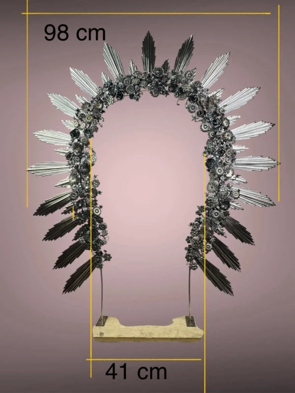 Arco Fiorito con raggi Devozione Altarino ottone cesello altare statue 112x98cm - immagine 7