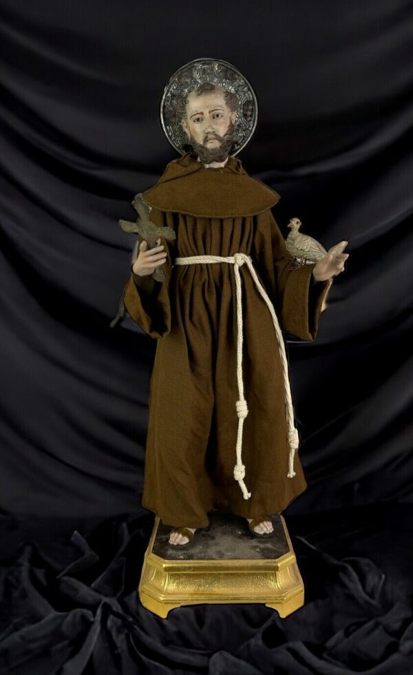 Statua San Francesco D’Assisi 55 Cm Santo Vestito - immagine 3