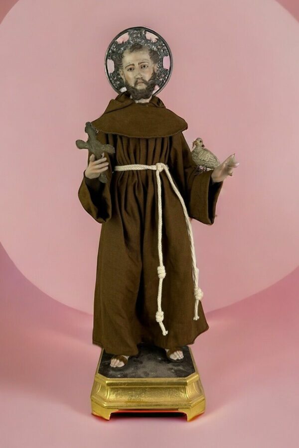 Statua San Francesco D’Assisi 55 Cm Santo Vestito