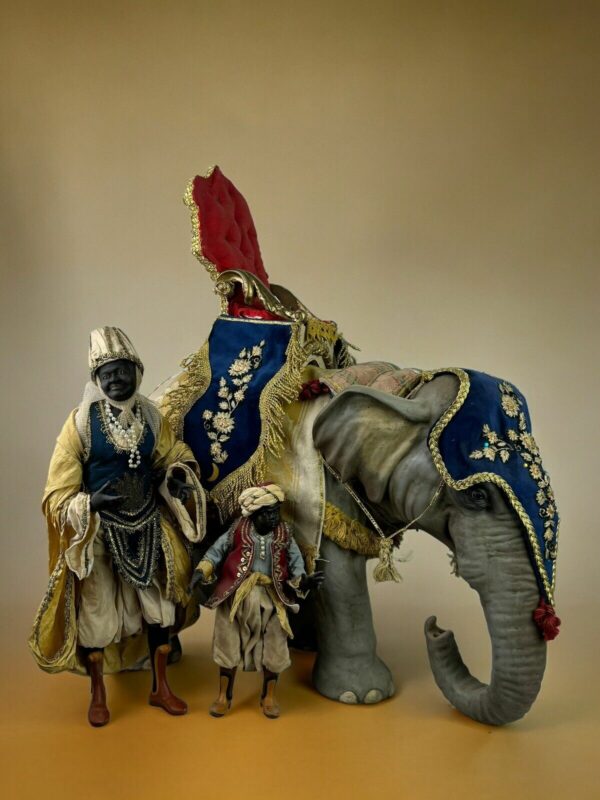 Elefante animale da presepe Napoletano corteo orientali legno 38x57 Cm