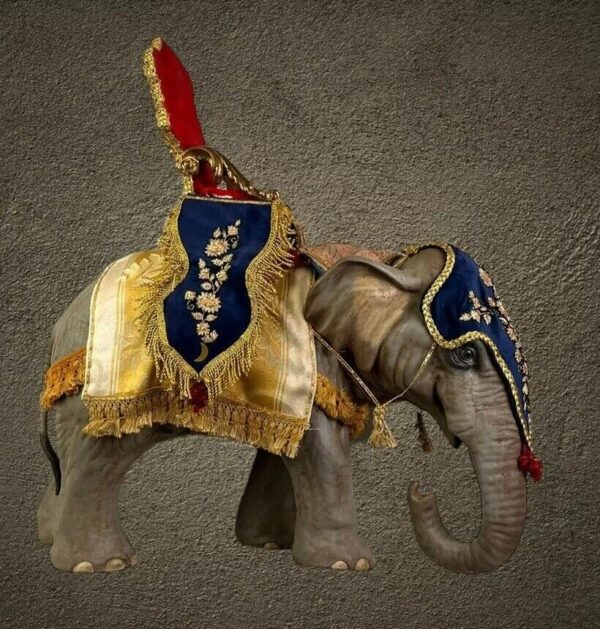 Elefante animale da presepe Napoletano corteo orientali legno 38x57 Cm - immagine 2