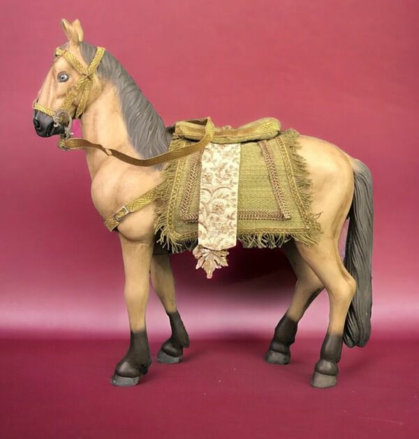 Cavallo horse Presepe Napoletano magi Krippe orientali arte presepiale 43x46 cm