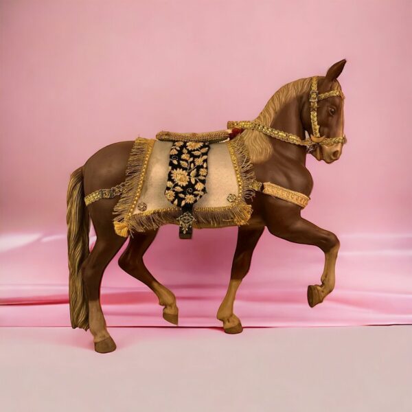 Cavallo da Presepe Napoletano magi orientali arte presepiale 43x46 cm