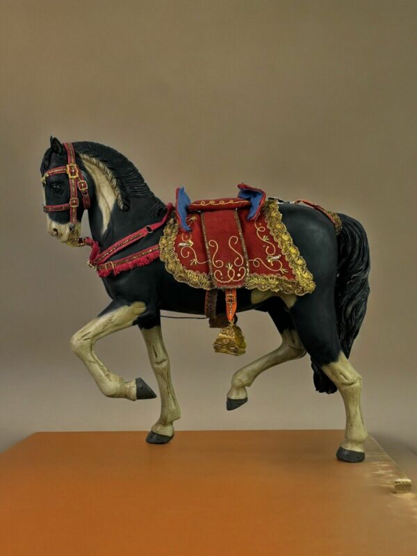 Cavallo trotto Presepe Napoletano magi orientali arte presepiale 39 cm design