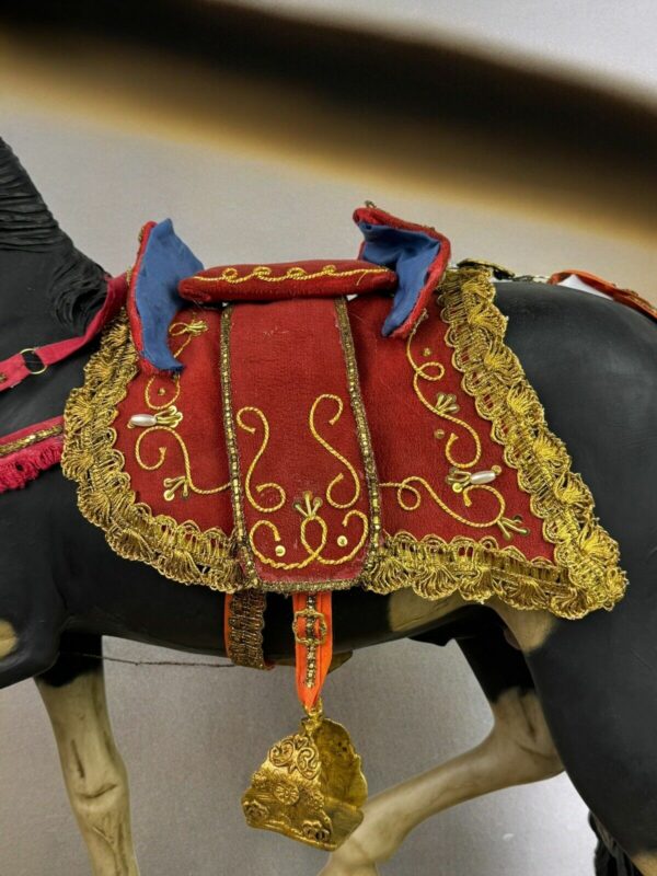 Cavallo trotto Presepe Napoletano magi orientali arte presepiale 39 cm design - immagine 4