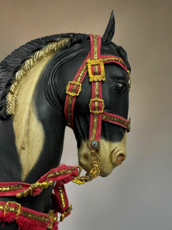 Cavallo trotto Presepe Napoletano magi orientali arte presepiale 39 cm design - immagine 3