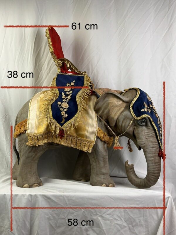 Elefante animale da presepe Napoletano corteo orientali legno 38x57 Cm - immagine 4