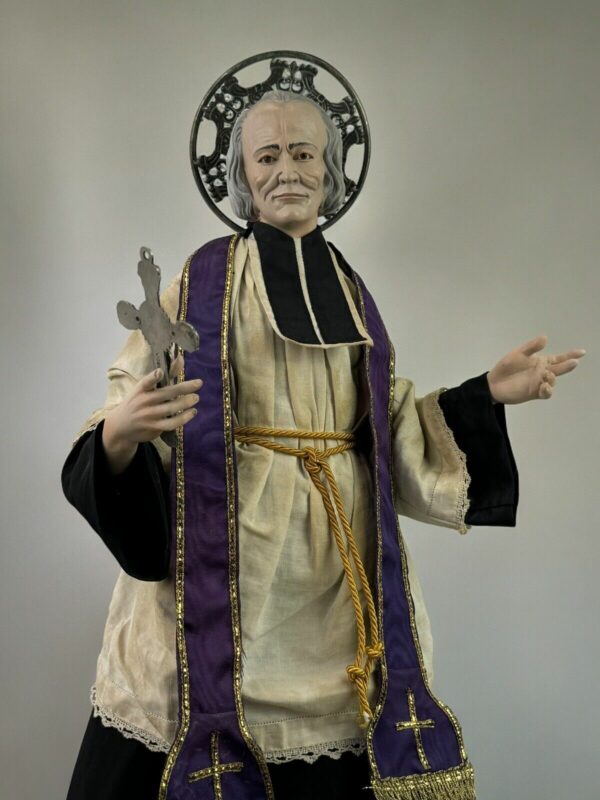 Curato d'Ars S.Giovanni Maria Vianney statua vestita 58 cm - immagine 2