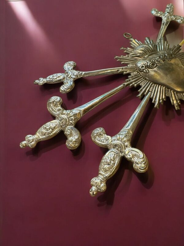 Cuore sette spade ottone 50 x30 - immagine 6