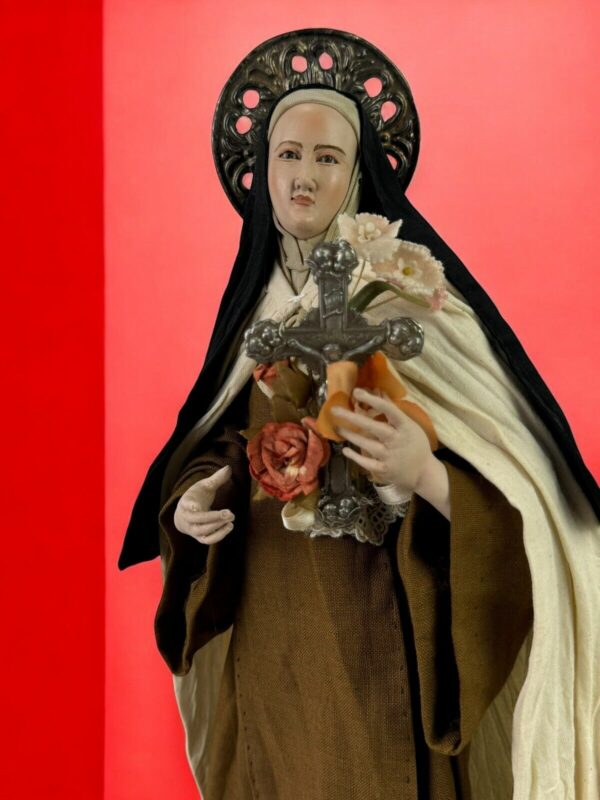 Santa Teresa di Lisieux 45 cm statua Vestita devozionale Francia - immagine 2