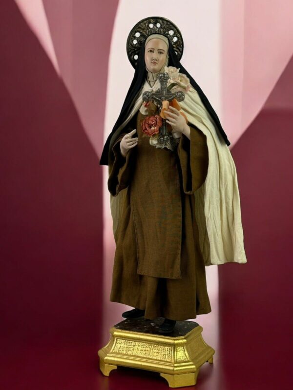 Santa Teresa di Lisieux 45 cm statua Vestita devozionale Francia - immagine 3