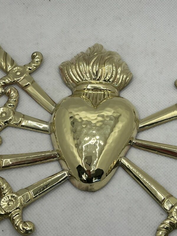 cuore sette spade ottone  21 cm  x 13,5 cm - immagine 4
