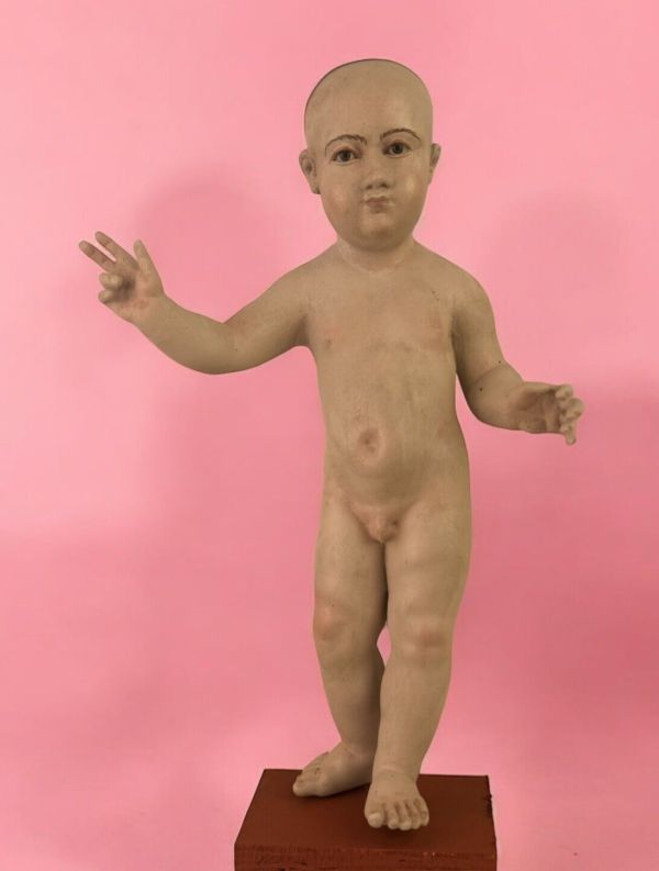 Bambinello Napoletano Gesù di Praga legno scultura ihs 25 cm