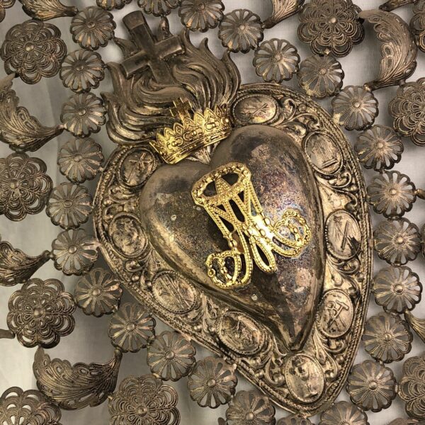 Ex voto cuore sacro puttini Pgr 50 cm - immagine 3