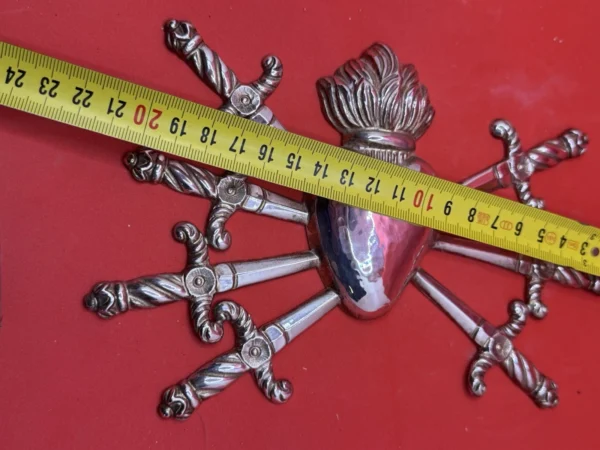 cuore sette spade ottone  21 cm  x 13,5 cm - immagine 2