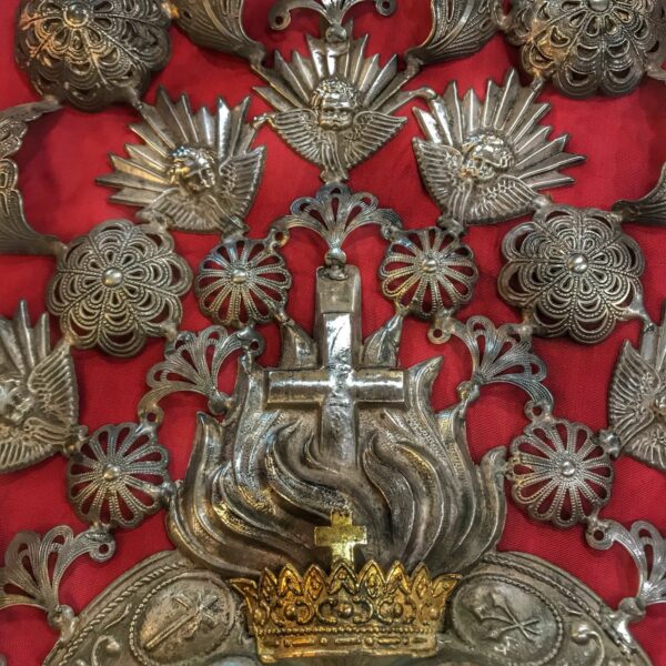 Ex voto cuore sacro puttini Pgr 50 cm Argento"800" - immagine 4