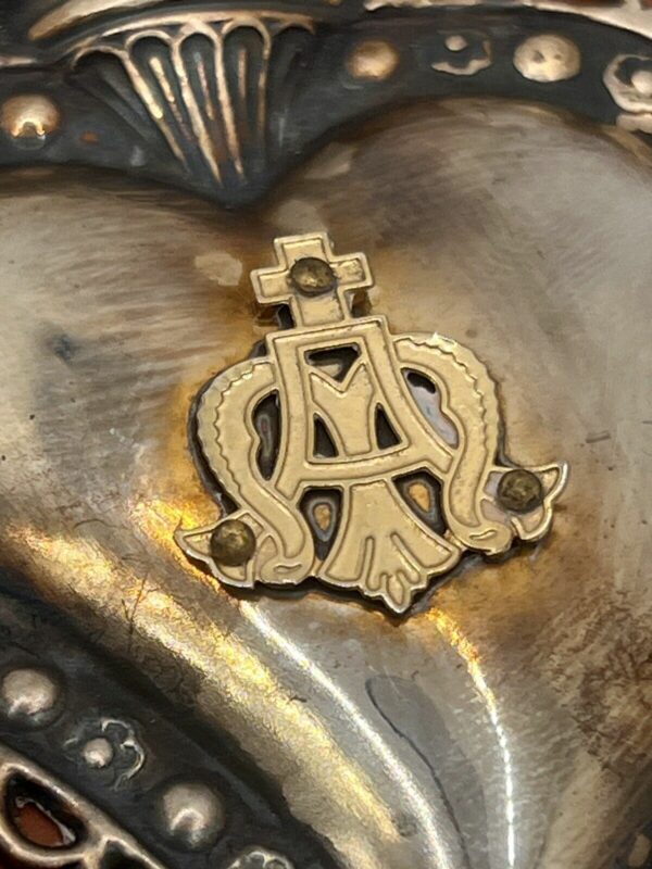 Ex voto cuore sacro  10,5 x 7 cm monogramma Mariano - immagine 3