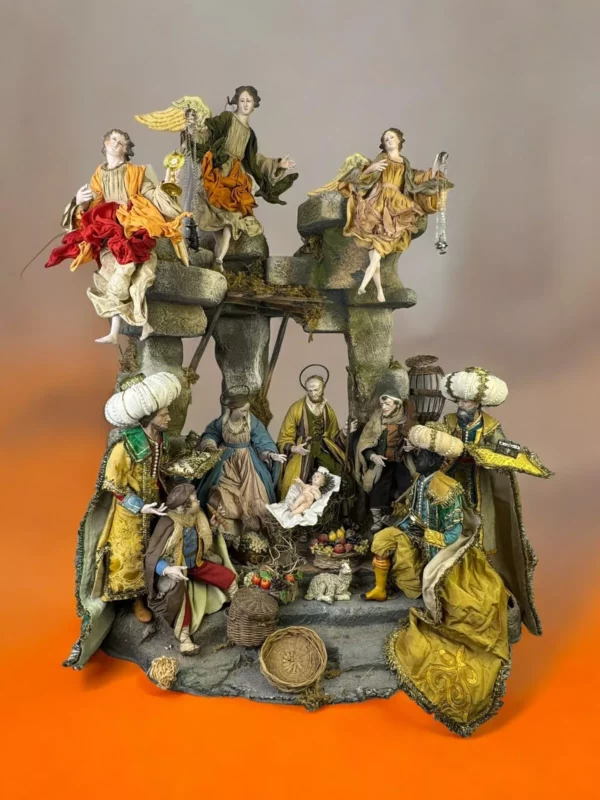Tempio presepe Napoletano scena della natività' 70x44x90 cm