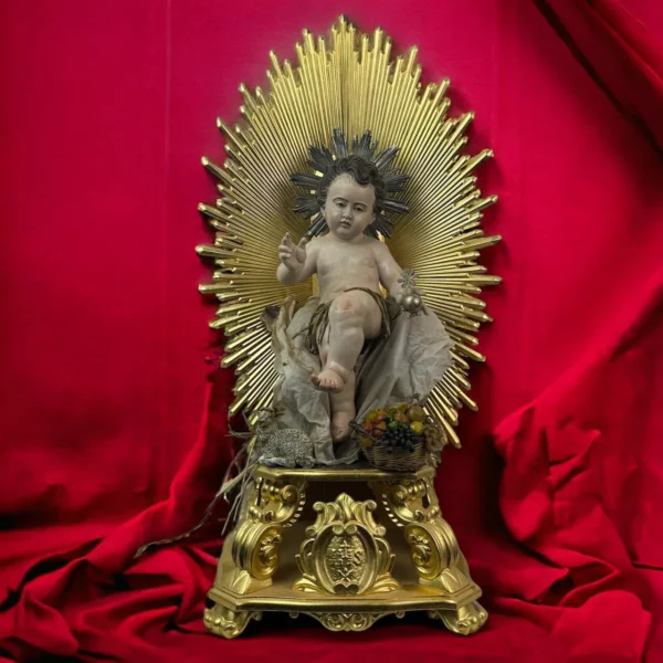 Bambino Gesù 32cm Tempietto Raggiera
