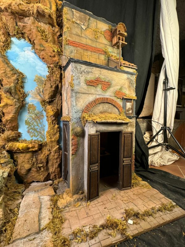 Scoglio presepe completo osteria casa 130x60x155cm - immagine 15