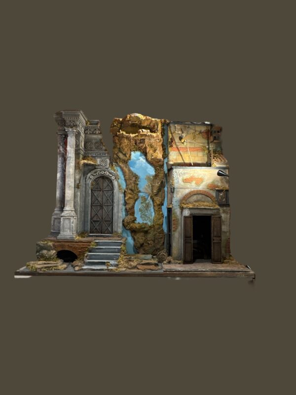 Scoglio presepe completo osteria casa 130x60x155cm - immagine 9