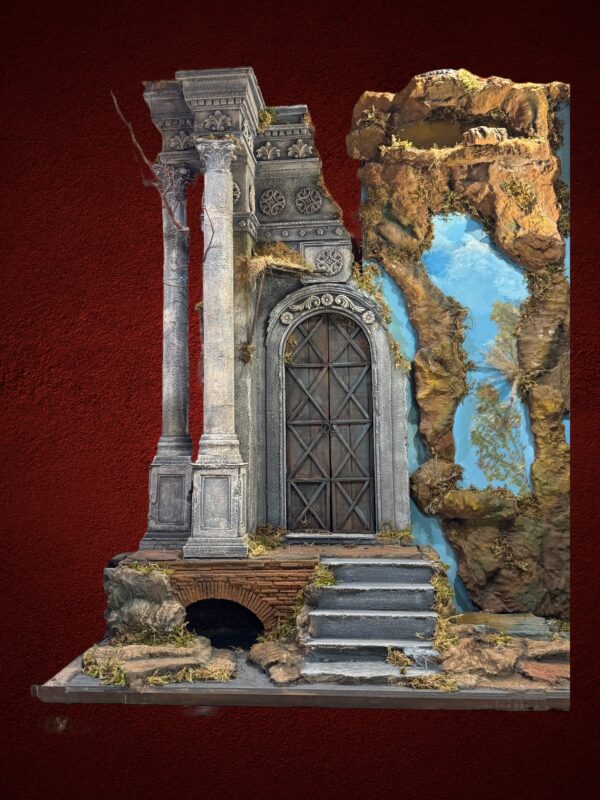 Scoglio presepe completo osteria casa 130x60x155cm - immagine 3