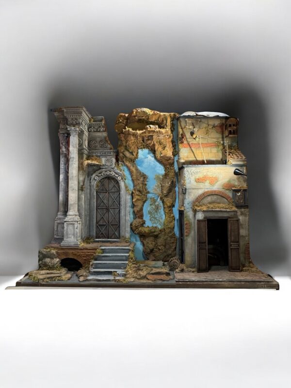 Scoglio presepe completo osteria casa 130x60x155cm