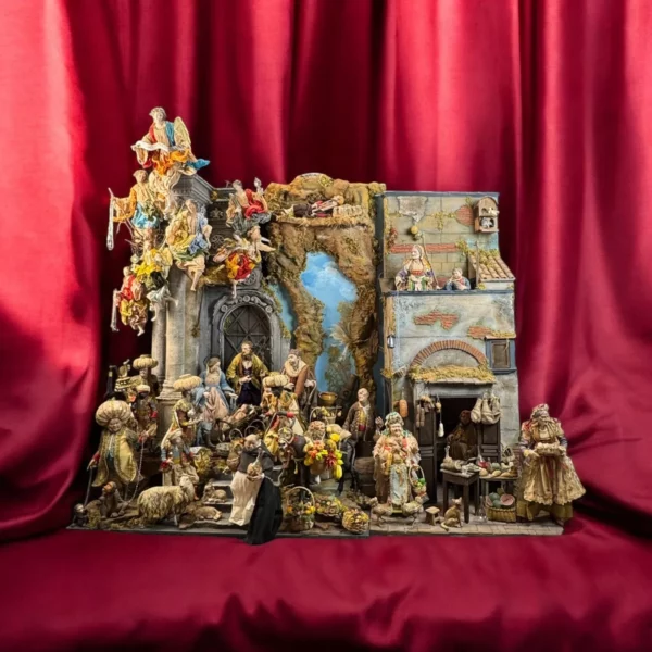Casa scena osteria presepe Napoletano lineare Arte presepiale design130x60x155cm