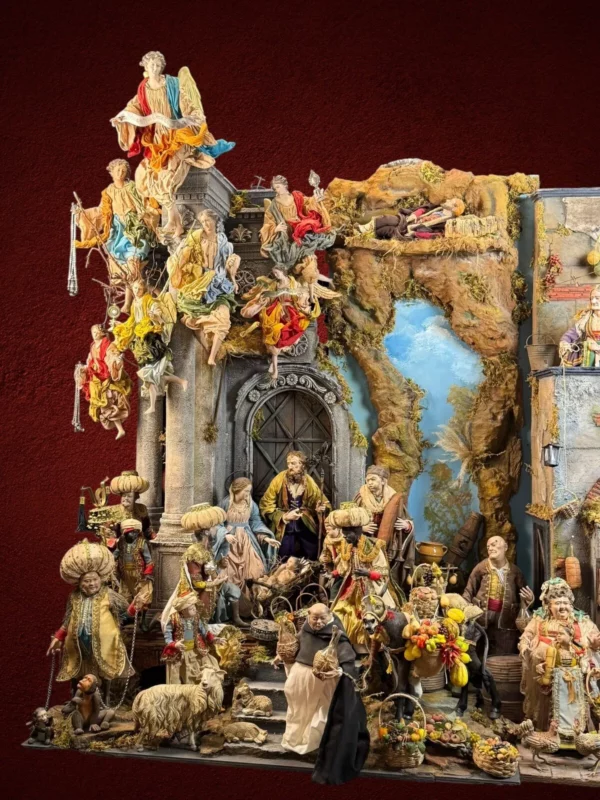 Casa scena osteria presepe Napoletano lineare Arte presepiale design130x60x155cm - immagine 5