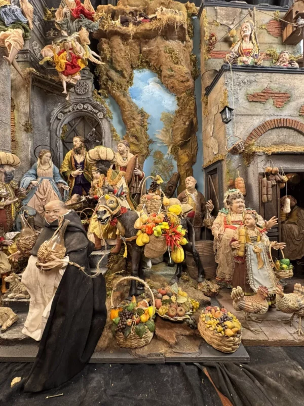 Casa scena osteria presepe Napoletano lineare Arte presepiale design130x60x155cm - immagine 4