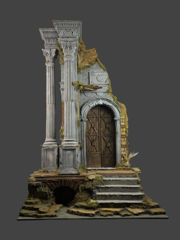 Scenografia Tempio presepe Napoletano colonne legno 95x60x146 cn - immagine 2