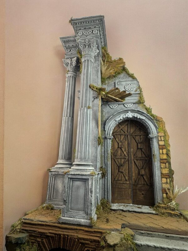 Scenografia Tempio presepe Napoletano colonne legno 95x60x146 cn - immagine 3